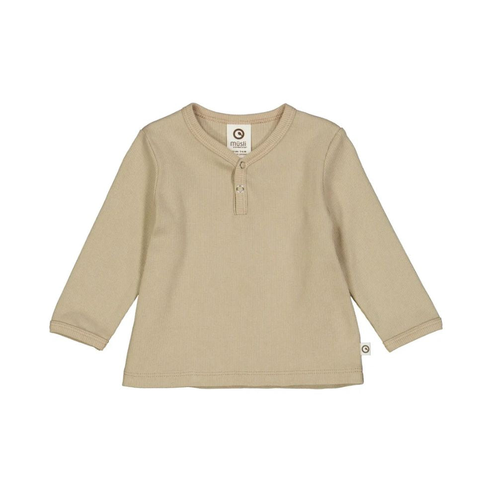 Müsli by Green Cotton  - Cozy me rib l/s T baby - Top met lange mouwen beige voorkant