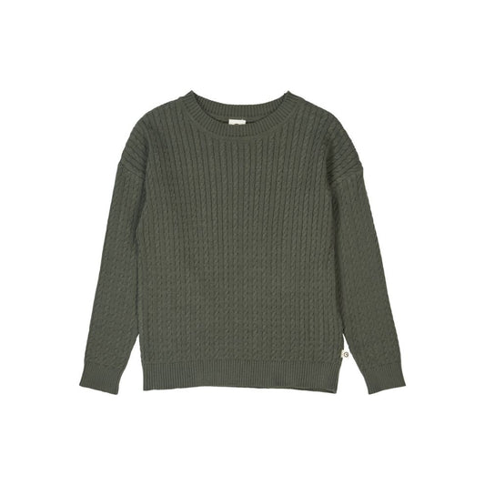 Gebreide kabeltrui - Biologisch katoen - Deep green/groen -  Müsli by Green Cotton voor