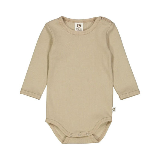 Müsli by Green Cotton - Cozy me rib plain l/s body - Romper met lange mouwen voorkant