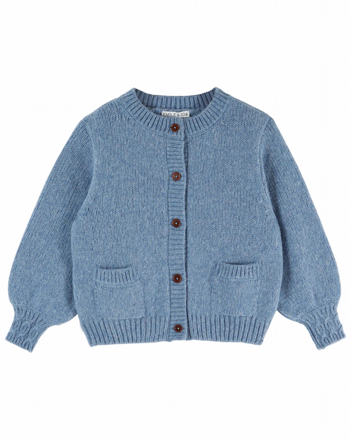 Gebreid vest Cardigan Doudou - Lac - Merinowol & Mako-katoen - Emile et Ida - voorkant - afbeelding 3