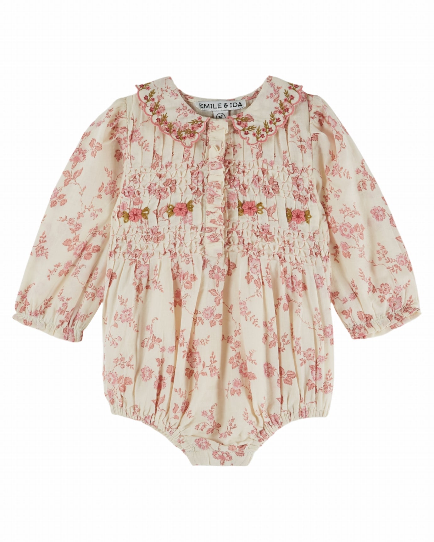 Romper Combibloomer Smockée Brodée – Rosalie – Biologisch katoen – Emile et Ida