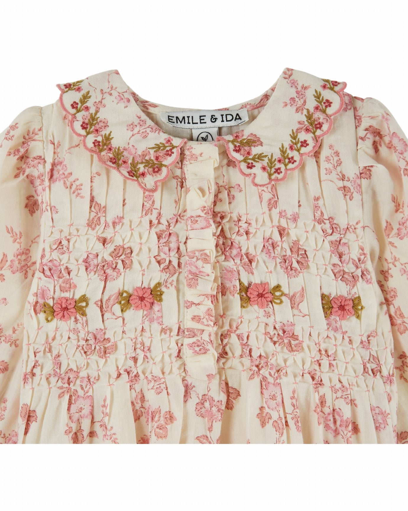 Romper Combibloomer Smockée Brodée – Rosalie – Biologisch katoen – Emile et Ida