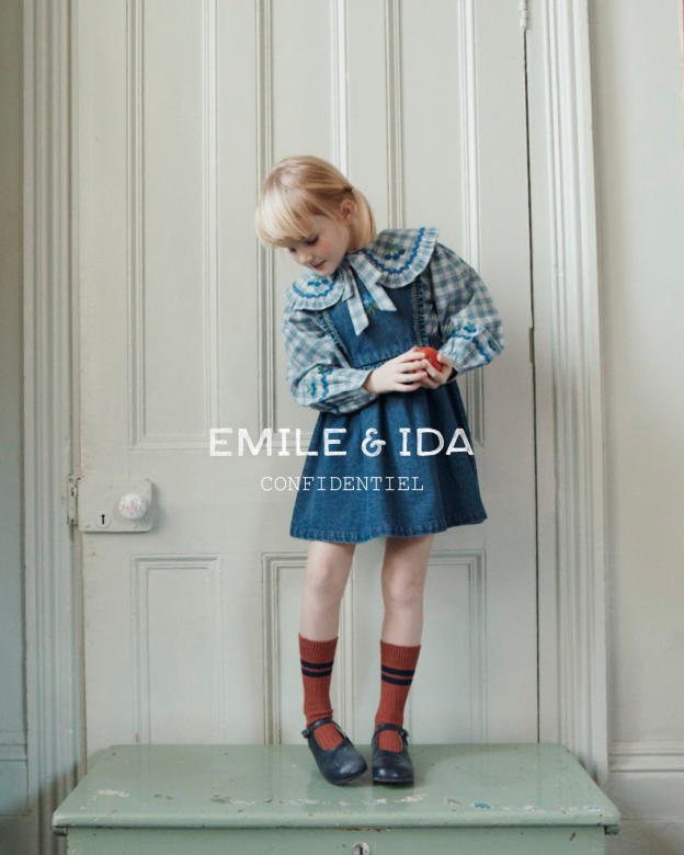 Blouse met kraag en strikdetail - Carreaux Célestine - Emile et Ida - productfoto - afbeelding 3