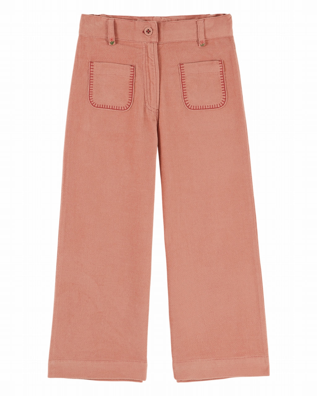 Velours broek met bloemenborduursel - Sakura/Roze - Emile et Ida - productfoto