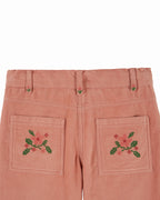 Velours broek met bloemenborduursel – Sakura/Roze – Emile et Ida