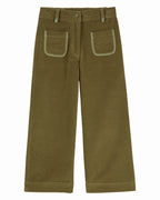 Velours broek met bloemenborduursel - Pistache/groen - Emile et Ida - productfoto