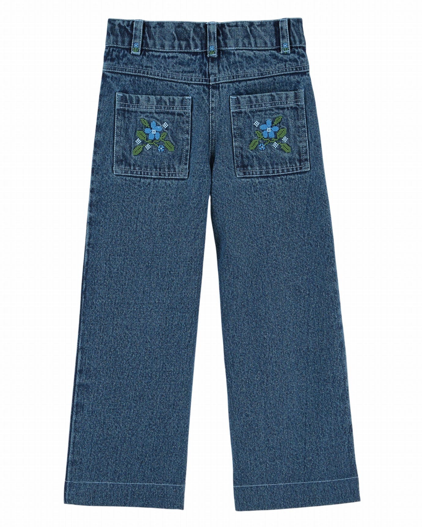 Denim broek met geborduurde zakken - Donkerblauw - Emile et Ida - productfoto - afbeelding 2