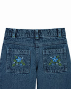Denim broek met geborduurde zakken - Donkerblauw - Emile et Ida - productfoto - afbeelding 3