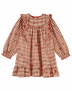 Geruit jurkje met bloemenborduursel - Roodbruin - Robe Vichy Volant/Broderie - Emile et Ida - productfoto - afbeelding 4