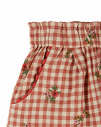 Wijde broek met ruitprint en bloemenborduursel – Emile et Ida