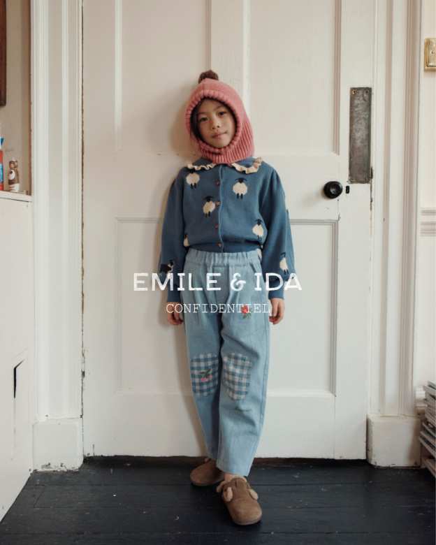 Gebreide balaclava met pompon - Merino wol/Mako katoen - Blush & Olive - Emile et Ida - voorkant - afbeelding 3