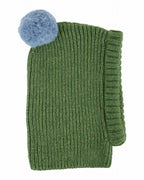Gebreide balaclava met pompon - Merino wol/Mako katoen - Blush & Olive - Emile et Ida - voorkant - afbeelding 2