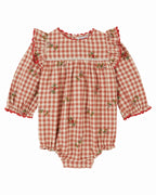 Babyromper met ruitjes en bloemen - Vichy Broderie - Emile et Ida - voorkant