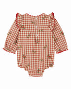 Babyromper met ruitjes en bloemen - Vichy Broderie - Emile et Ida - voorkant