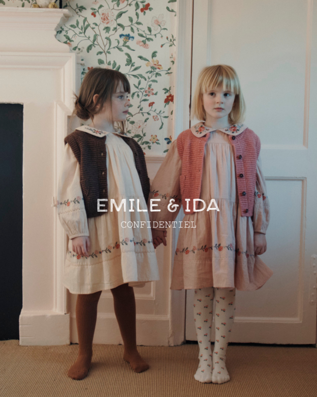 Gebreid gilet Doudou - Merinowol & Mako katoen - Blush - Émile et Ida