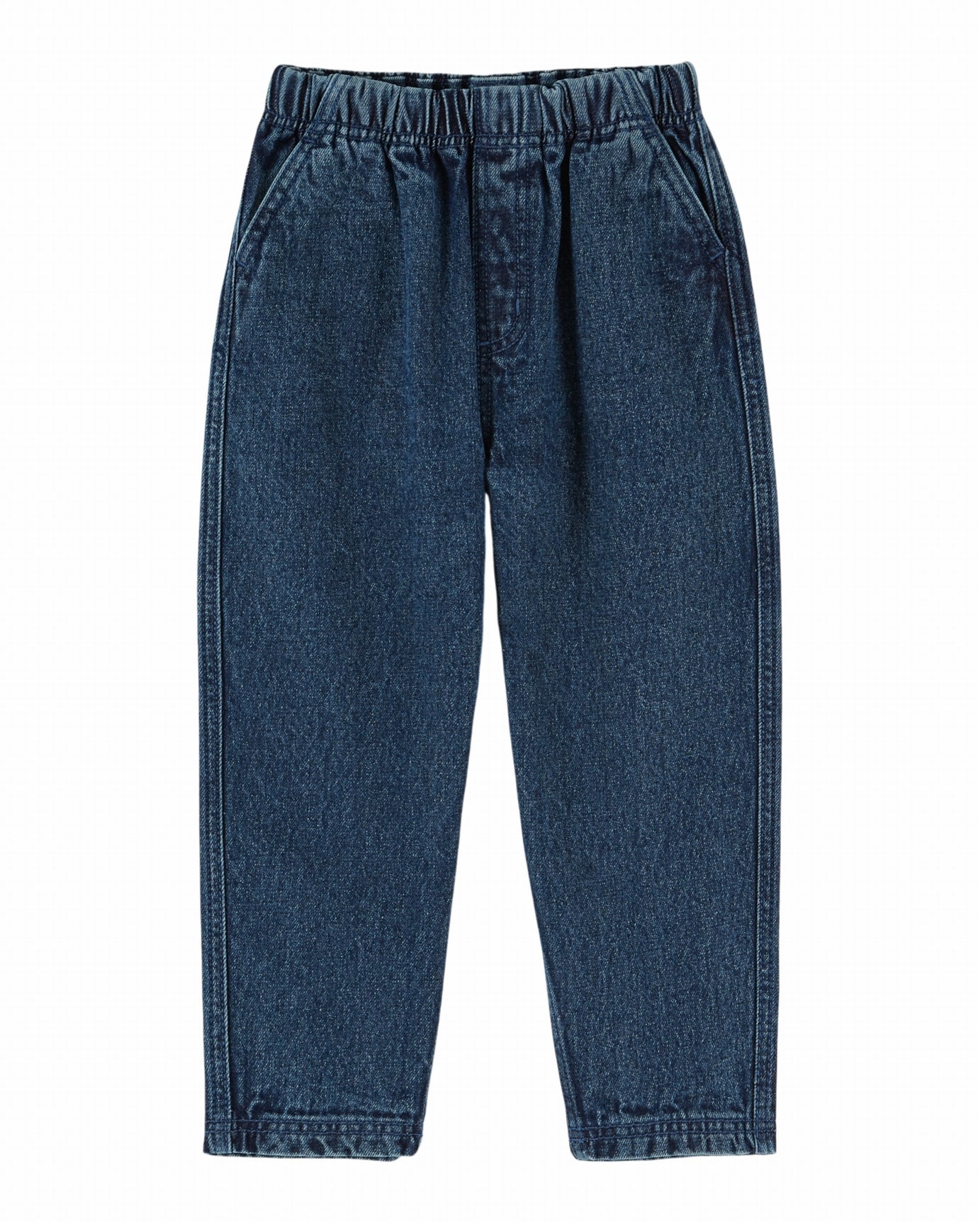 Soepele denim broek met elastische taille – Donkerblauw – Pantalon Garcon - Emile et Ida