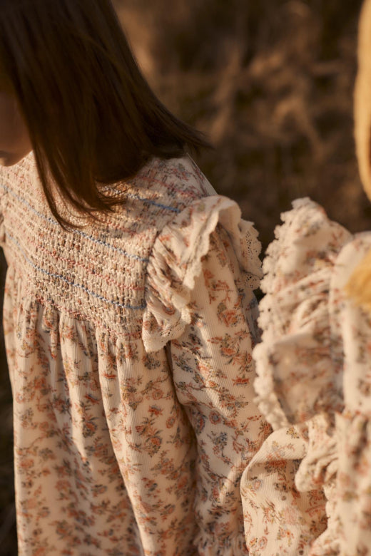 Saralou Jurk – Cream Carnation Vale – Biologisch Katoen Corduroy – Louise Misha