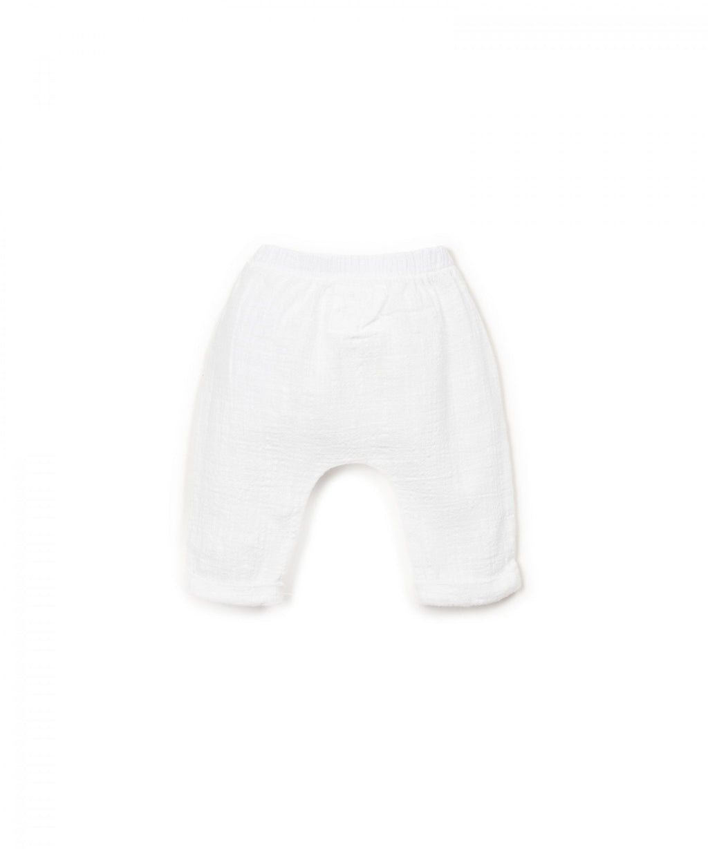 Zomerbroekje - Woven Trousers - Biologisch katoen - Wit - Playup - achterkant