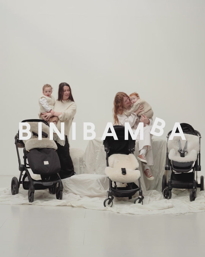 Kinderwagen wanten van Merino schapenvacht - Noir + Toast - BINIBAMBA