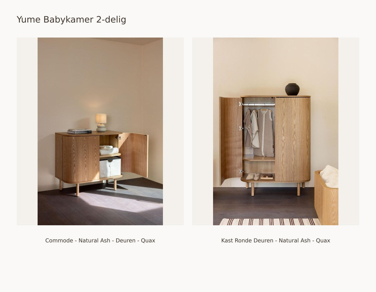 Quax Yume Babyzimmer 2-teilig – Natural Ash – Kommode mit Türen – Kleiderschrank mit abgerundeten Türen: Set mit Kommode - Natural Ash - Türen - Quax, Schrank mit abgerundeten Türen - Natural Ash - Quax.