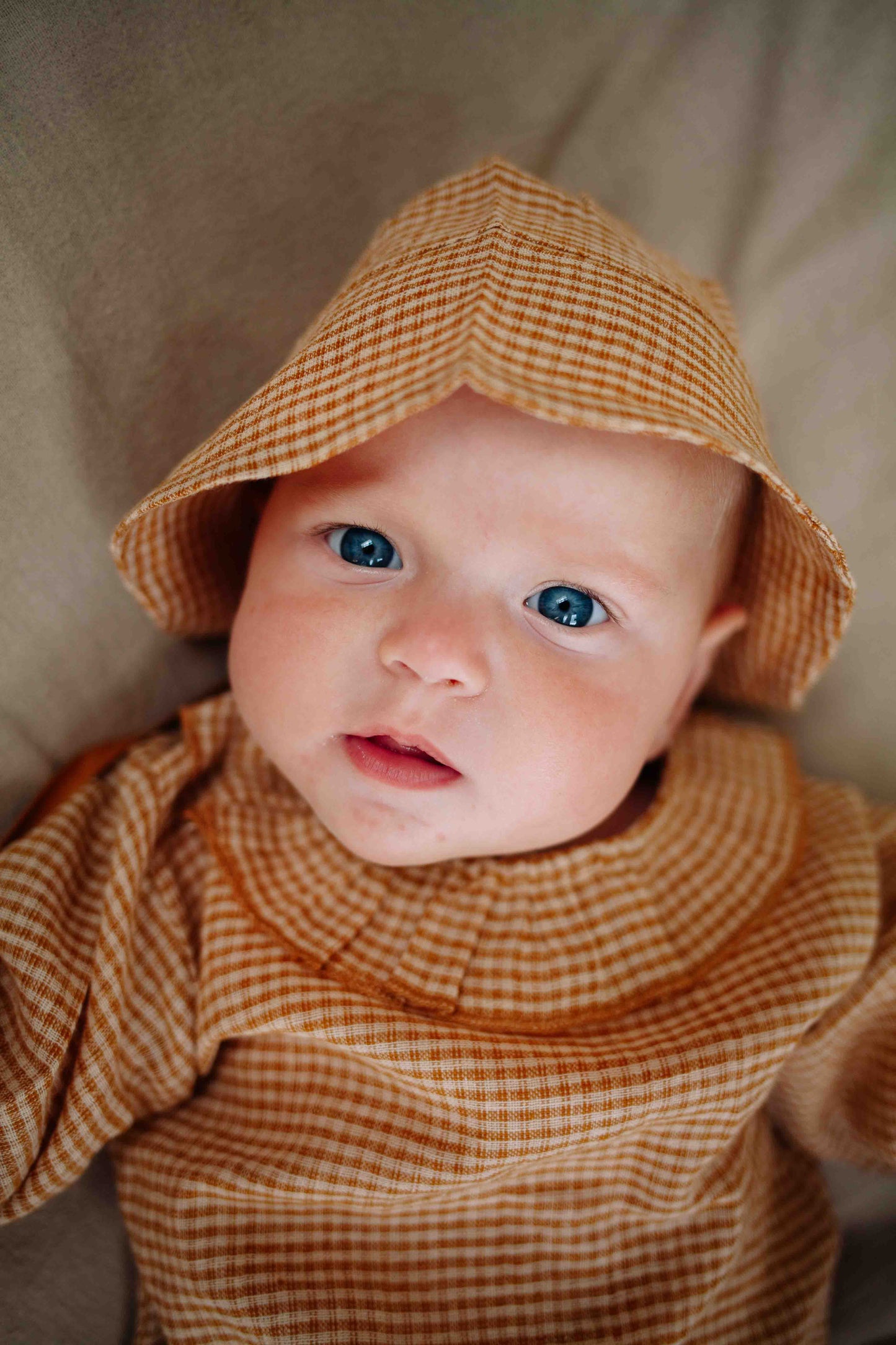 Zonnehoedje Bailey - Linnen/Katoen - Square Brown/Bruin - Riffle Amsterdam baby