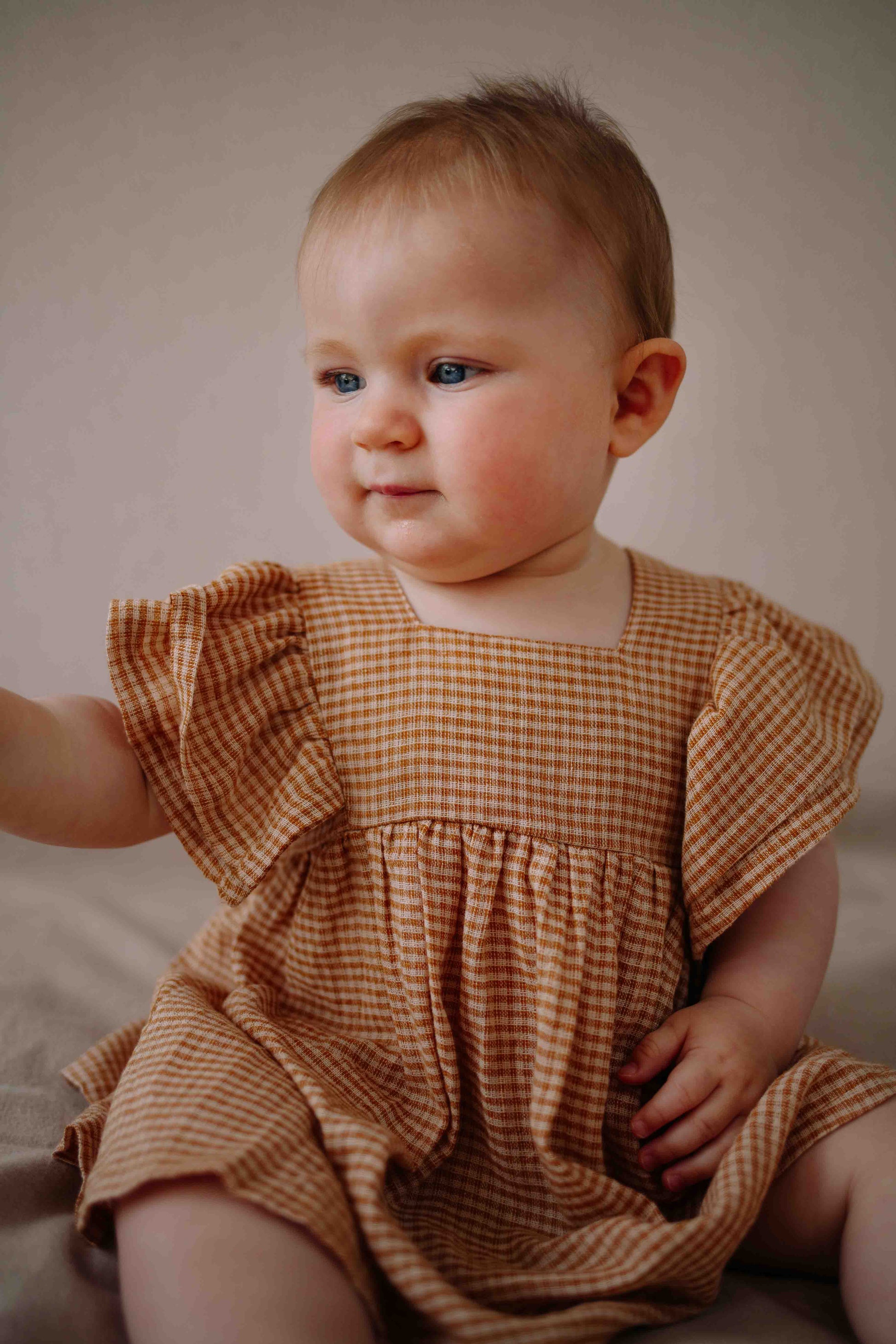 Jurkje Azra - Linnen/Katoen - Square Brown/Bruin - Riffle Amsterdam baby