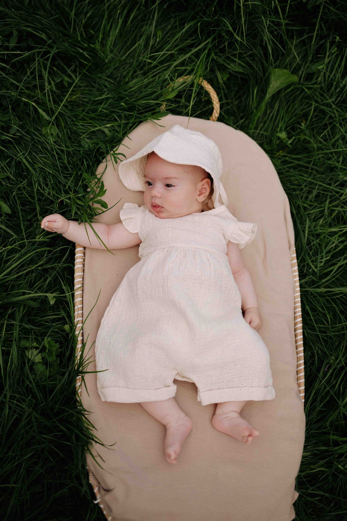 Jumpsuit Ginny SS - Biologisch katoen - Woven white embroidery/wit - Riffle Amsterdam baby