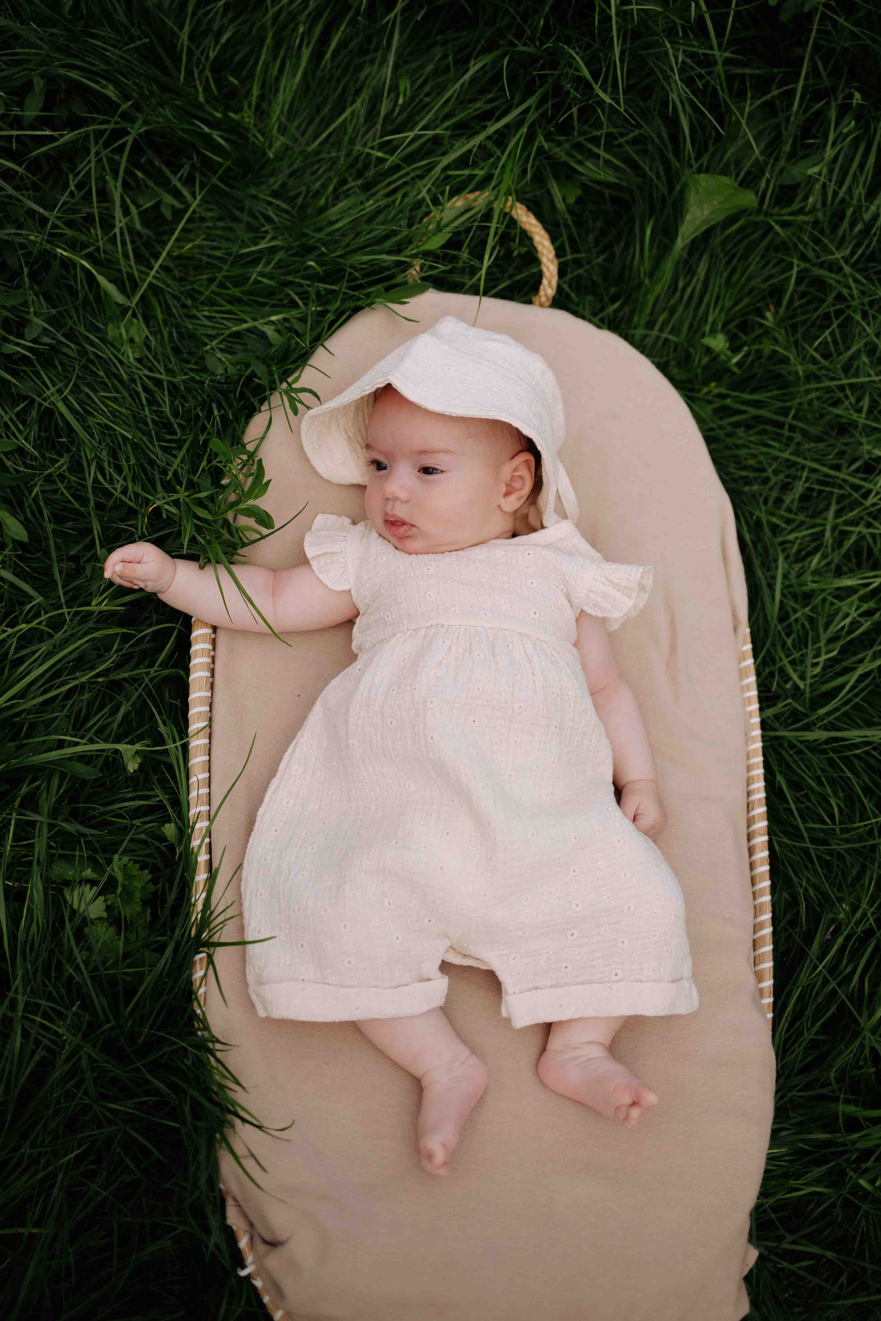 Jumpsuit Ginny SS - Biologisch katoen - Woven white embroidery/wit - Riffle Amsterdam baby