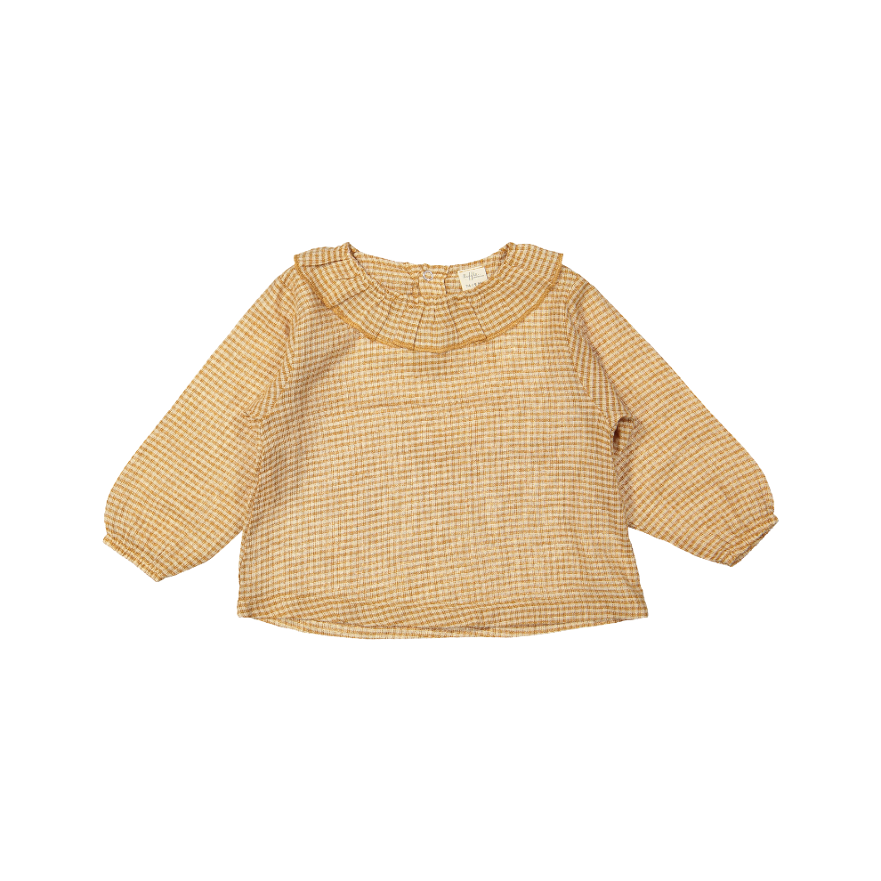 Top Cootje - Linnen/katoen - Brown Square/Bruin - Riffle Amsterdam voor