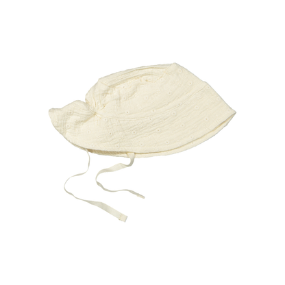 Zonnehoedje Bailey - Biologisch katoen - Woven white embroidery - Riffle Amsterdam product