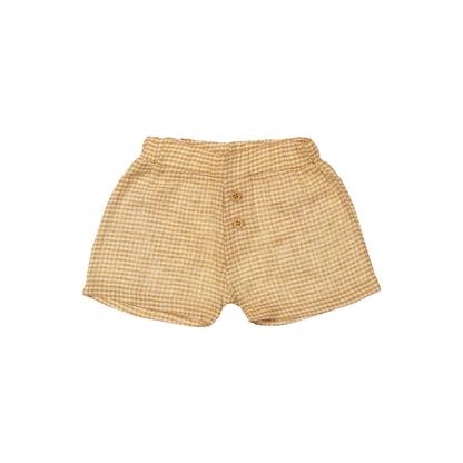 Kort broekje Zuri - Linnen/Katoen - Square Brown/Bruin - Riffle Amsterdam voor