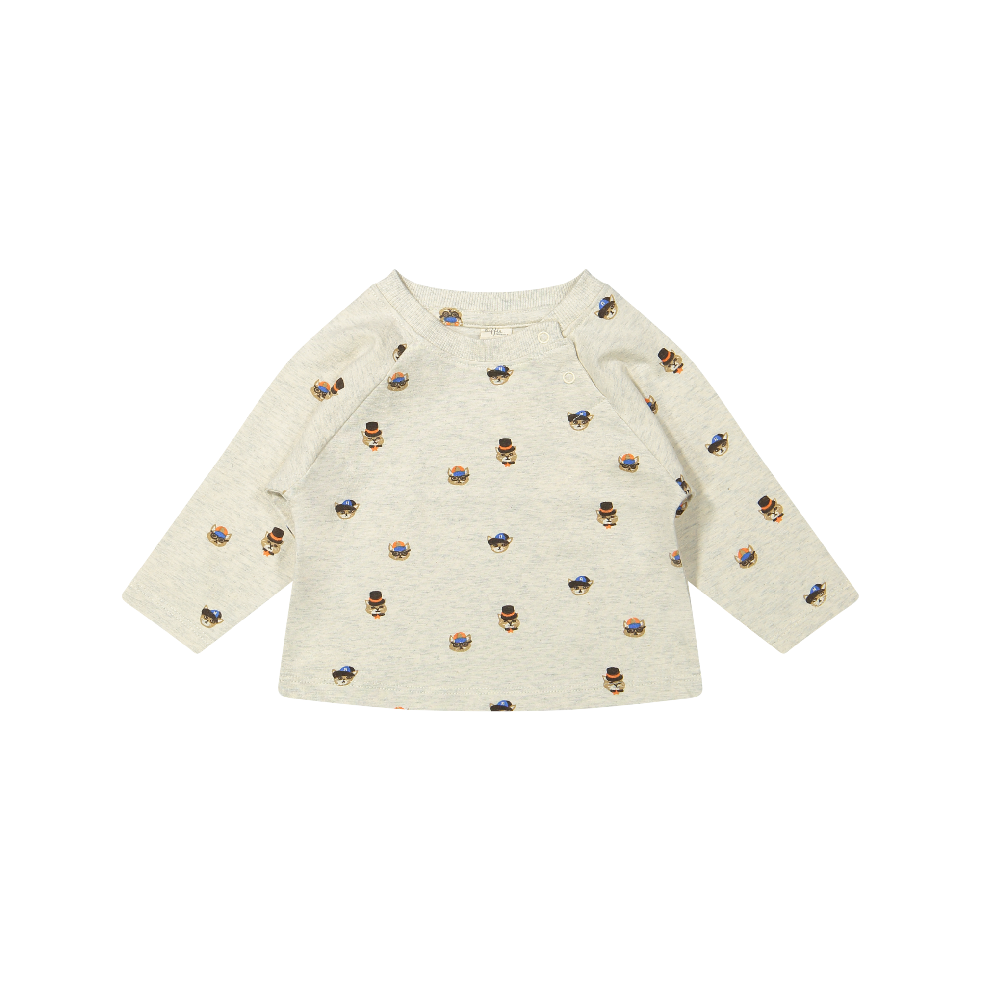 T-shirt Moove LS - Cats with hats - Biologisch katoen - Riffle Amsterdam voorkant