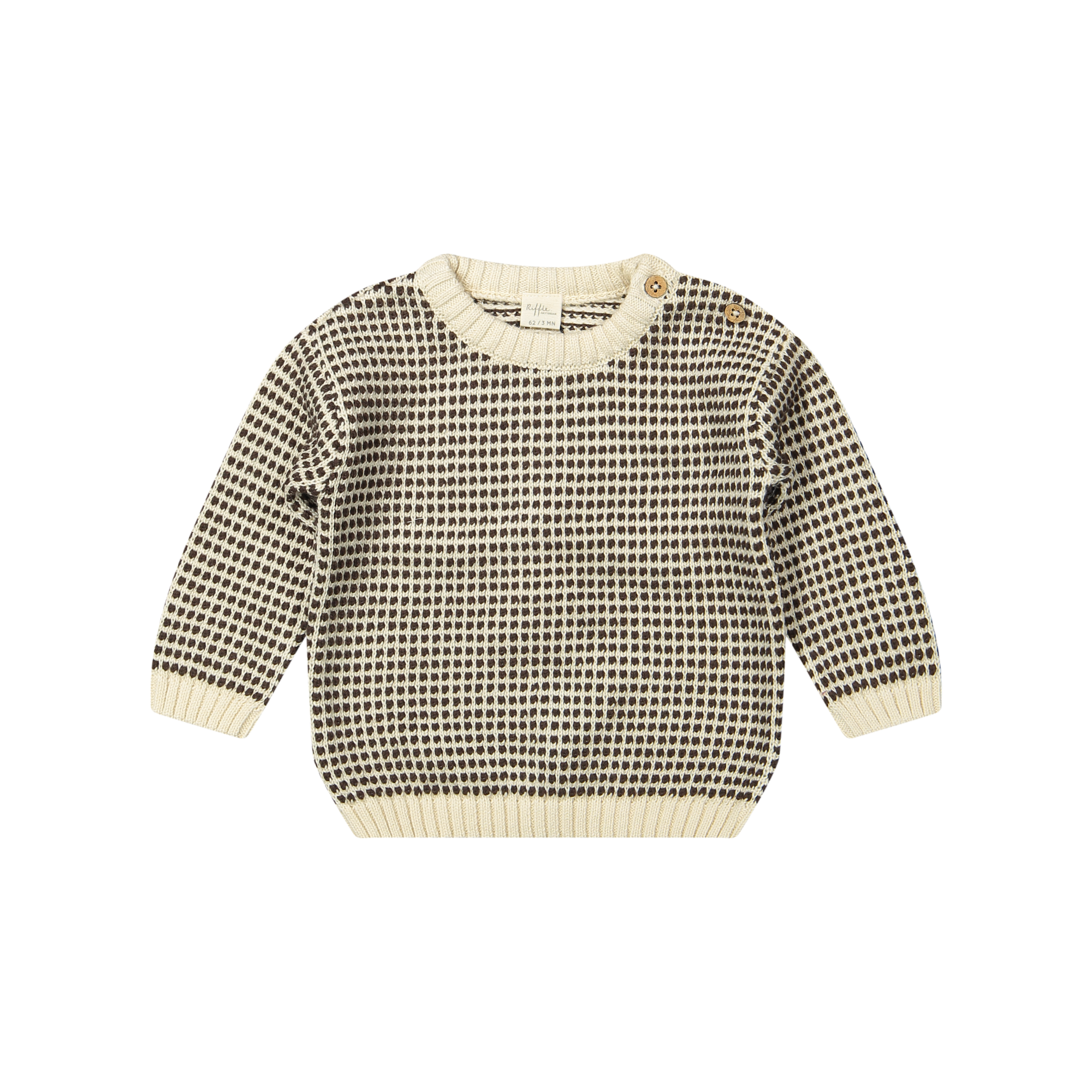 Gebreid Truitje Mare - Two Tone Knit Chocolate Brown - 100% biologisch katoen - Riffle Amsterdam