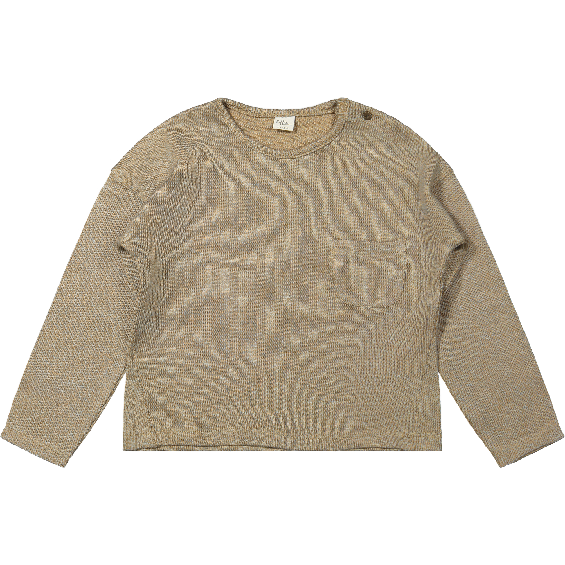 Top lange mouwen Milan - Knitted combo Blue - Biologisch katoen - Riffle Amsterdam voorkant