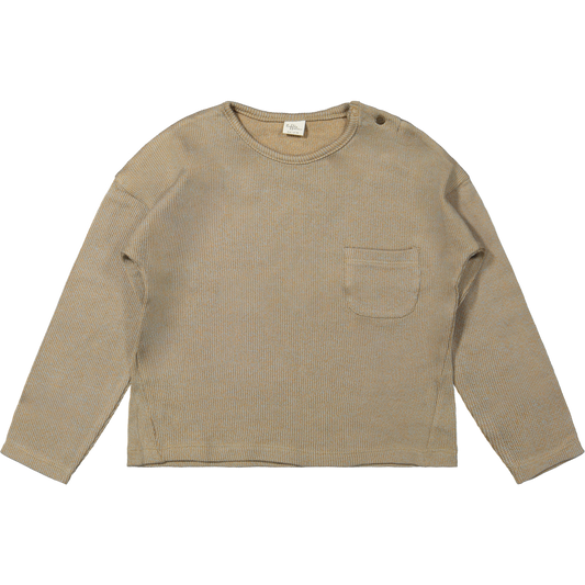 Top lange mouwen Milan - Knitted combo Blue - Biologisch katoen - Riffle Amsterdam voorkant