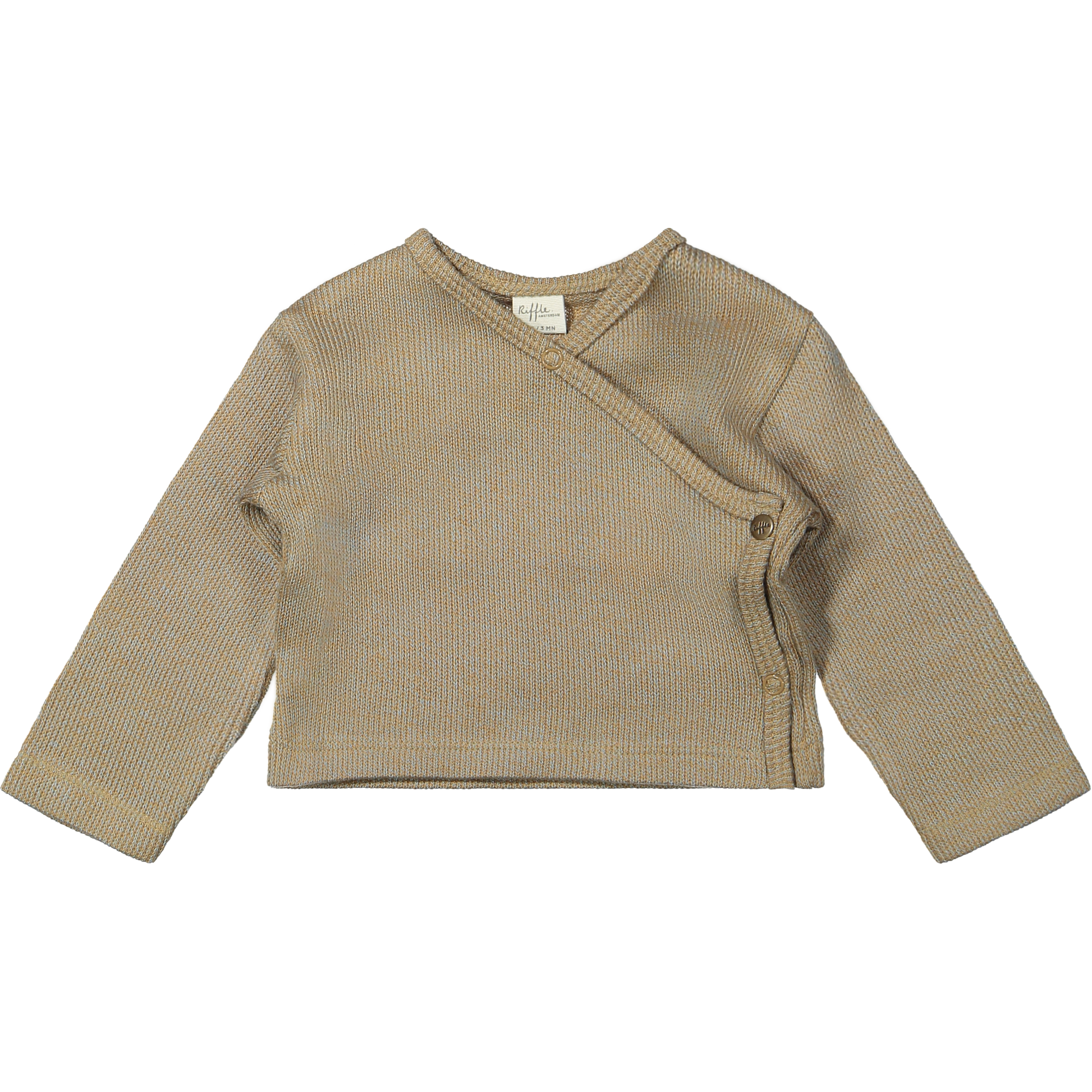 Overslag top - Noa - Knitted combo blue - Biologisch katoen - Riffle Amsterdam voorkant