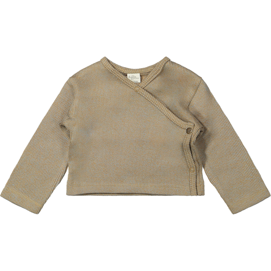 Overslag top - Noa - Knitted combo blue - Biologisch katoen - Riffle Amsterdam voorkant