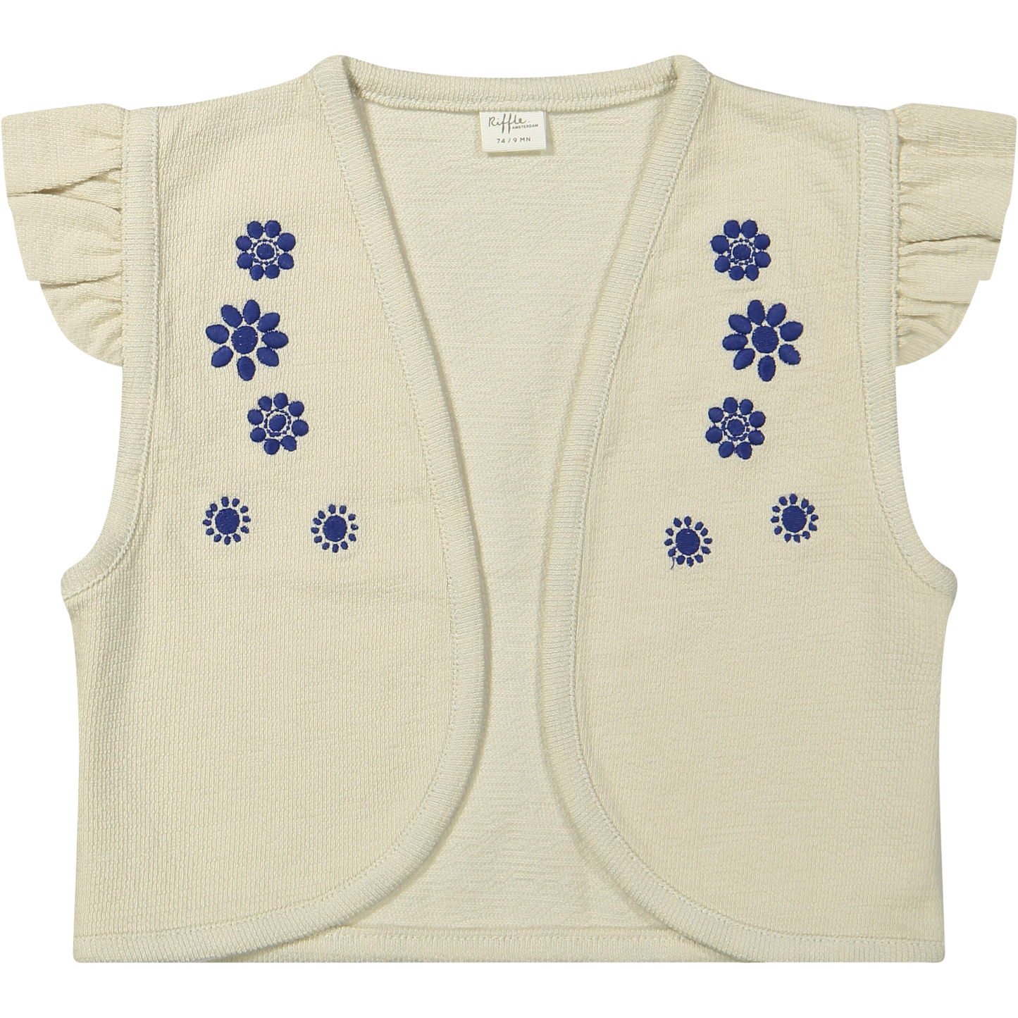 Gilet Bess - Wit geborduurd/embroidery - Biologisch katoen - Riffle Amsterdam product