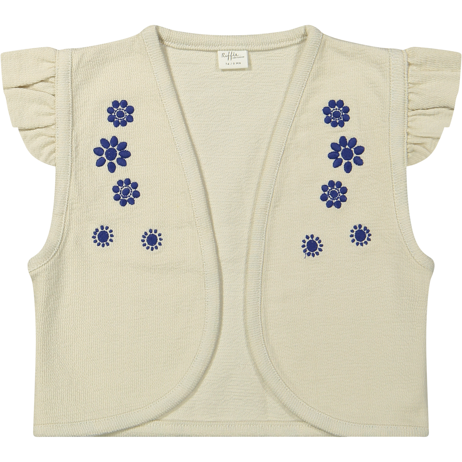 Gilet Bess - Wit geborduurd/embroidery - Biologisch katoen - Riffle Amsterdam product