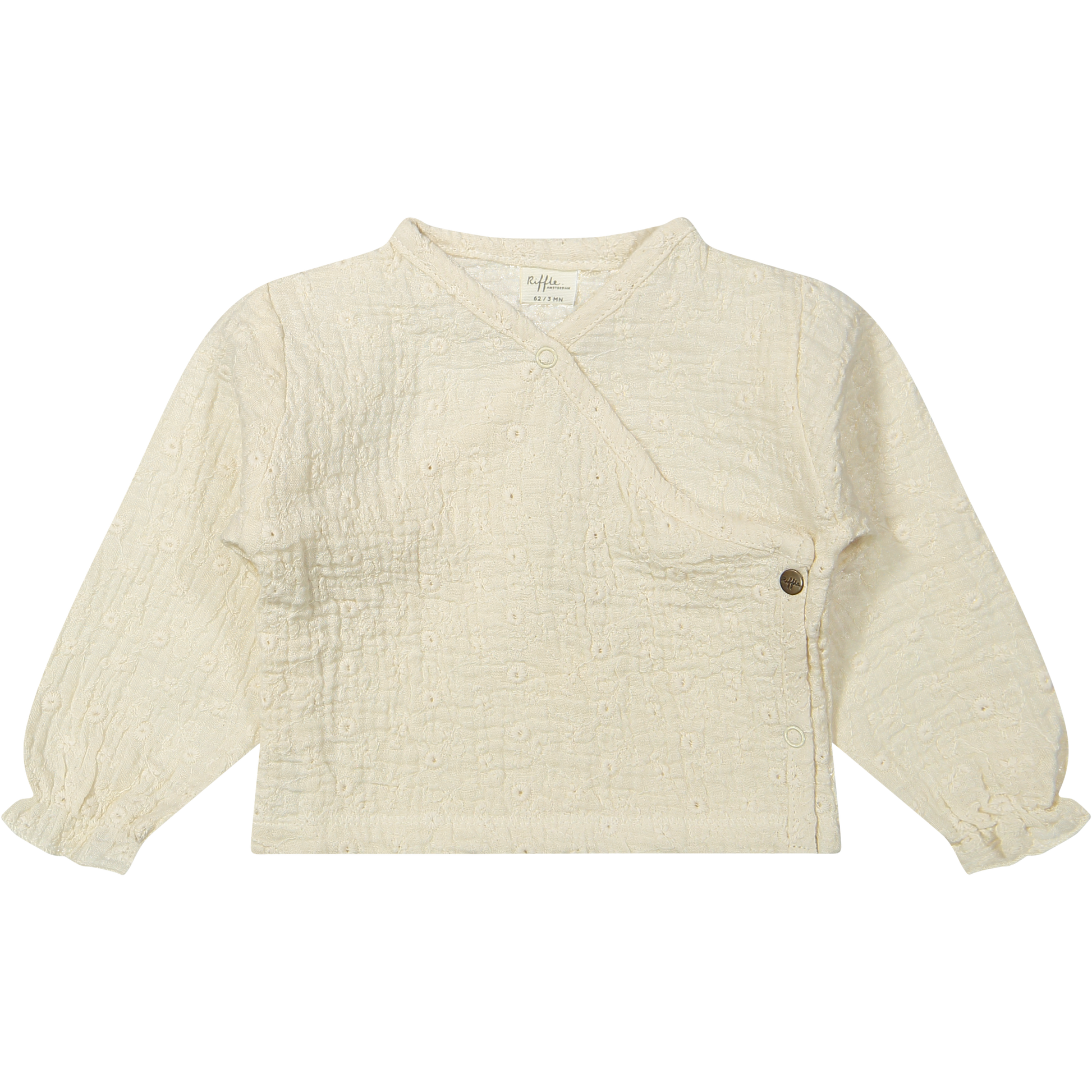 Overslag top Noa - Wit geborduurd/embroidery - Biologisch katoen - Riffle Amsterdam