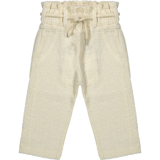 Broekje Pippa - Wit geborduurd/embroidery - Biologisch katoen - Riffle Amsterdam
