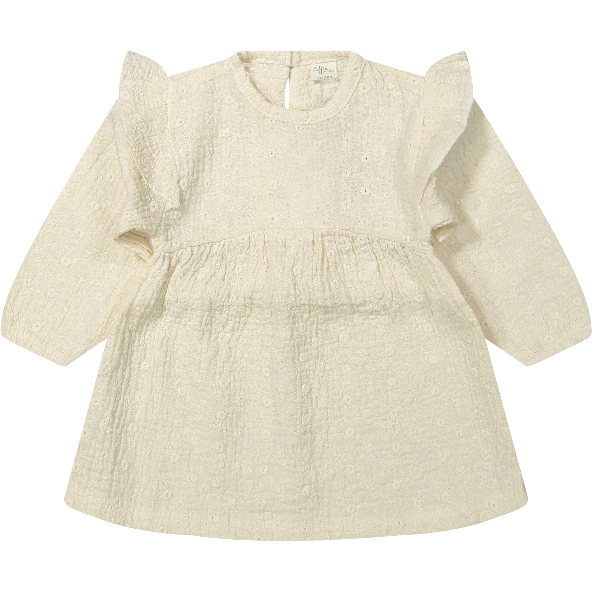 Jurkje Anemone - Wit geborduurd/embroidery - Biologisch katoen - Riffle Amsterdam product