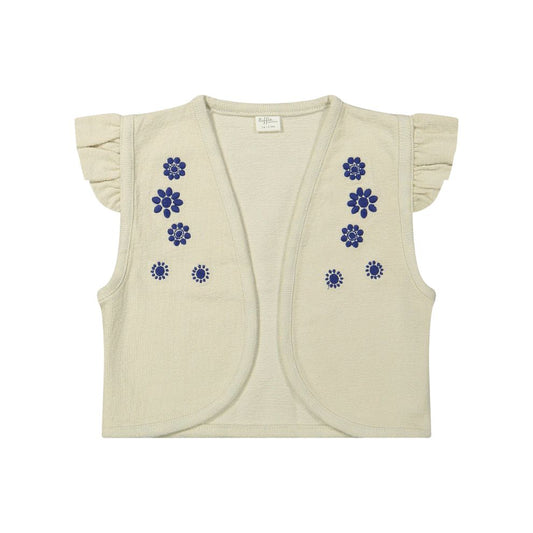 Gilet Bess - Biologisch katoen - Wit geborduurd/embroidery - Riffle Amsterdam voor