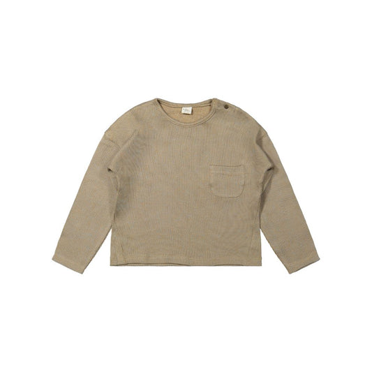 Top lange mouw Milan - Biologisch katoen - Knitted combo Blue - Riffle Amsterdam voor