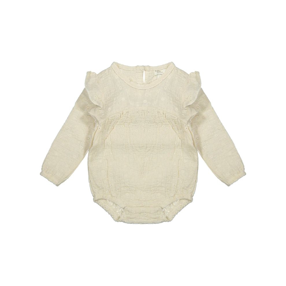 Romper Layla - Biologisch katoen - Wit geborduurd/embroidery  - Riffle Amsterdam