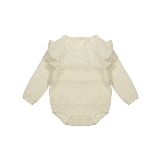Romper Layla - Biologisch katoen - Wit geborduurd/embroidery  - Riffle Amsterdam