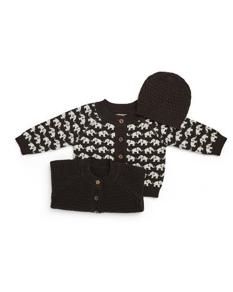 Gebreid vestje - Square knit - Merino wol - Donkerbruin - Smallstuff set