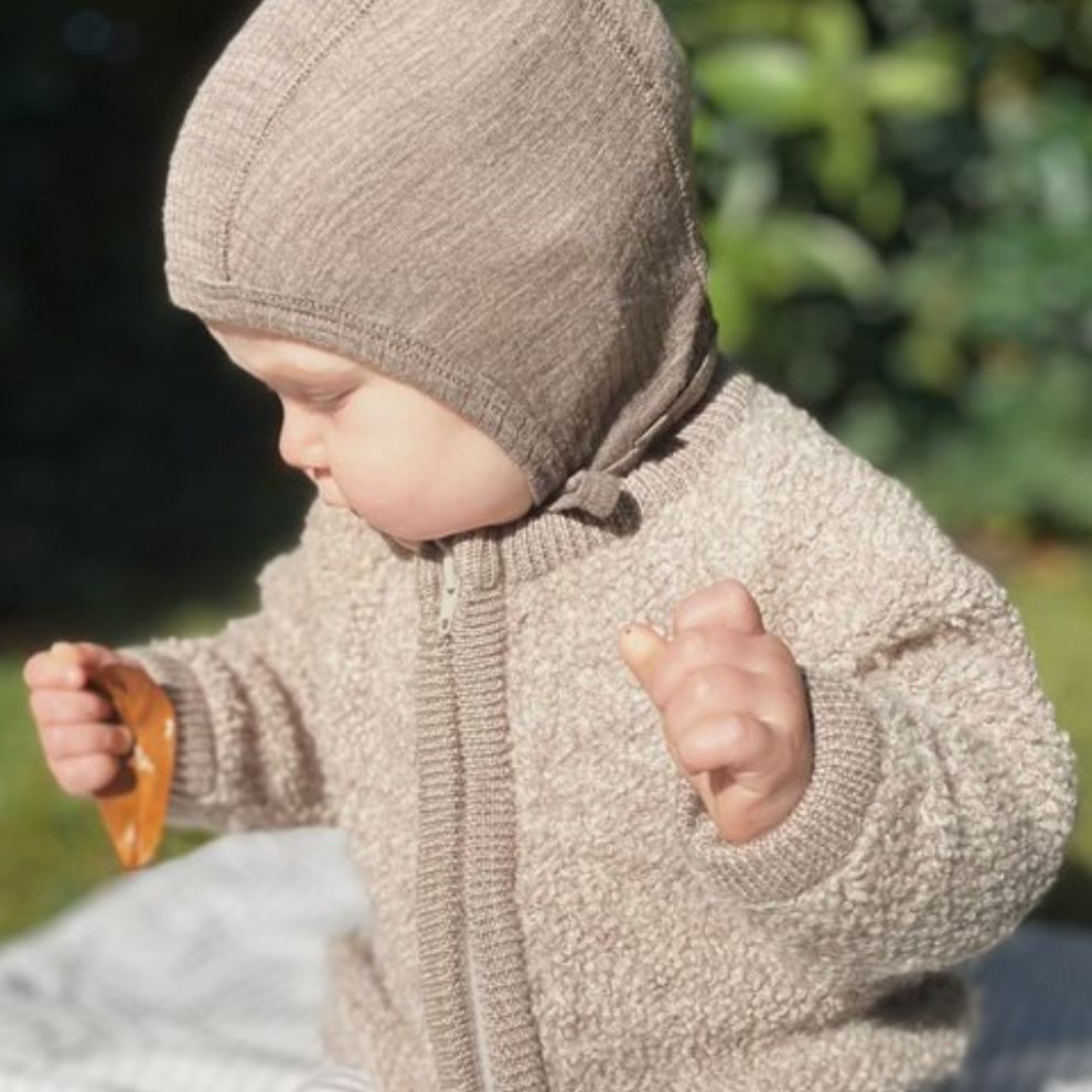 Bouclé vest - Merino wol - Nature melange/beige - Smallstuff kind