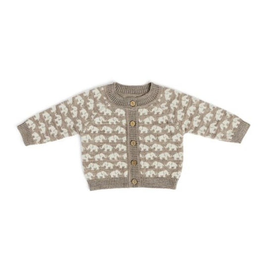 Gebreid vestje AO elephants - Merino wol - Bruin - Smallstuff voorkant