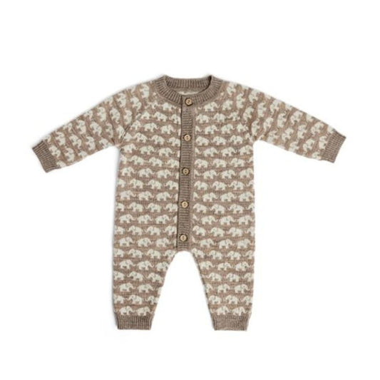 Gebreid boxpakje AO Elephants, - Merino wol - Bruin - Smallstuff product